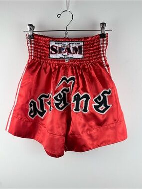 Siam Muay Thai Boxing Shorts Red Satin Get with it, get on to you Size Medium